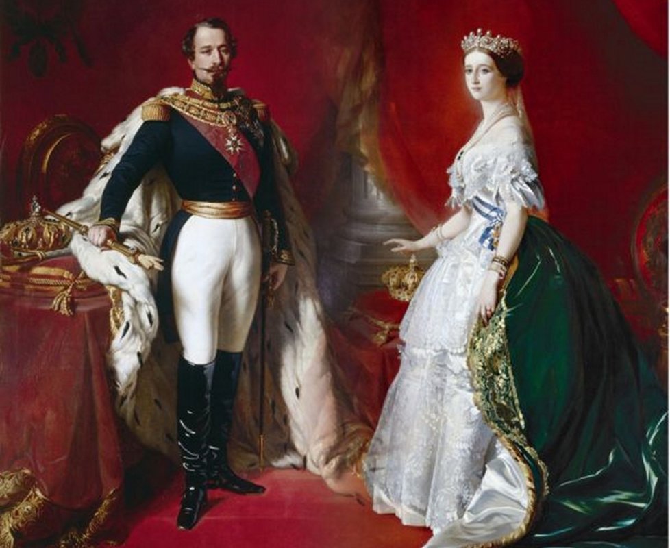 Eugenia de Montijo and Napoleon III at their wedding ceremony on