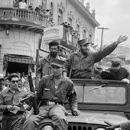 THE CUBAN REVOLUTION,BEGAN IN 1953,CONDUCTED BY FIDEL CASTRO,AND CUBAN DICTATOR BATISTA FALLS FROM POWER.