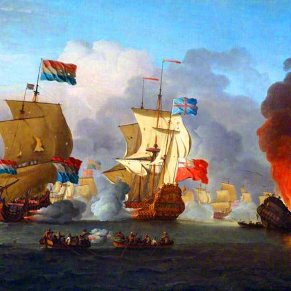 THE BATTLE OF SOLEBAY WAS OPENING BATTLE OF THE THIRD ENGLAND AND THE NETHERLAND WAR (1672-74).THEY FOUGHT THREE NAVAL WARS IN THE MIDDLE OF THE 17TH CENTURY WRITING PRINCIPALLY FROM A CLASH OF MERCANTILE INTERESTS.