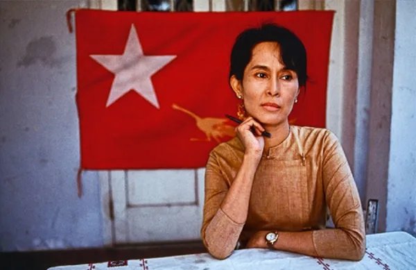 AUNG SAN SUU KYI, - THE BURMESE DISSIDENT,MYANMAR'S DEMOCRACY LEADER AND NOBEL PEACE PRICE PRIZE WINNER,SPENT MOST 15 YEARS UNDER HOUSE ARREST IN RANGOON.