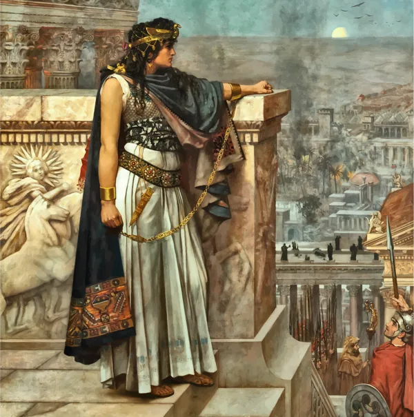 ZENOBIA (240-275)  A QUEEN OF THE PALMYRENE EMPIRE IN SYRIA WHO CHALLENGED THE AUTHORITY OF THE ROMAN EMPIRE IN THE 3TH CENTURY.SHE CONQUERED EGYPT,ANATOLIA,LEBANON AN ROMAN JUDEA UNTIL FINALLY BEING DEFEATED BY ROMAN EMPEROR AURELIAN .